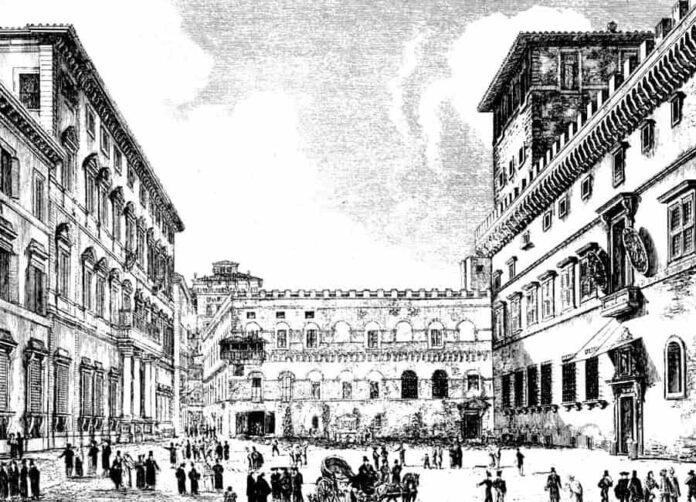 piazza venezia 1850 roma antica